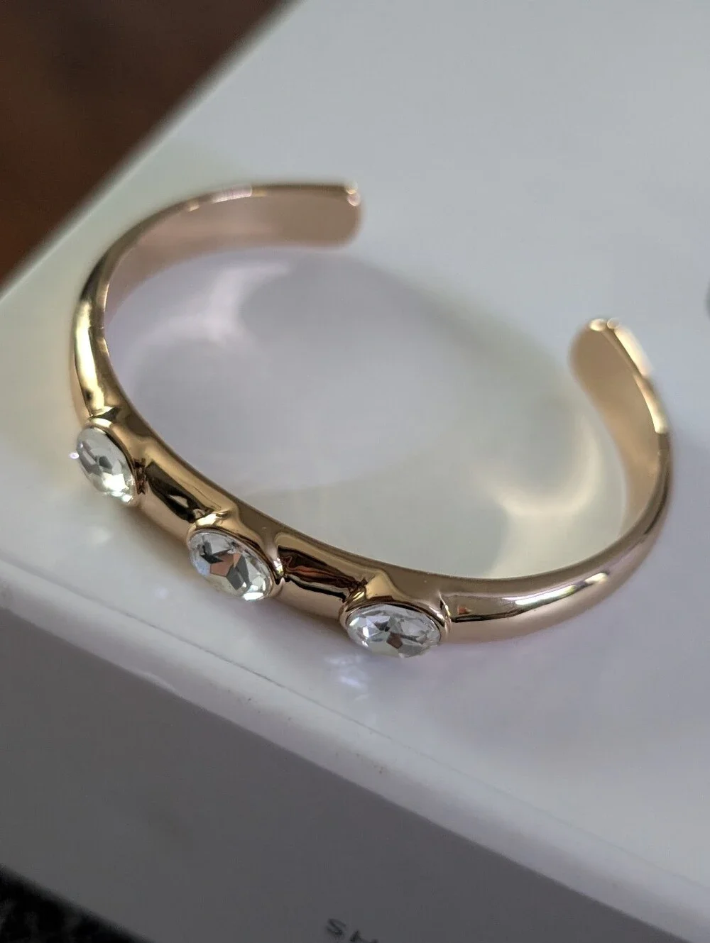 Ettika Gold Crystal Accent Open Bangle Bracelet - Women Jewelry